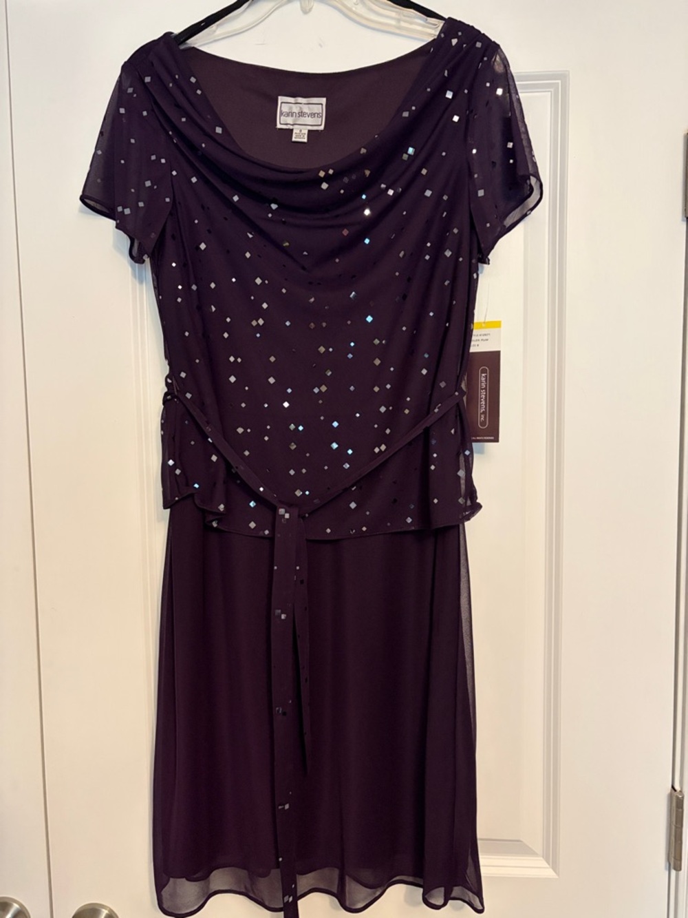 NWT karin stevens plum dress size 8
